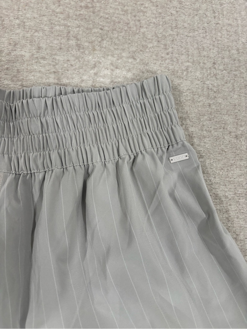 Vuori Light Gray Pinstripe High-Waist Shorts - Picture 3 of 3